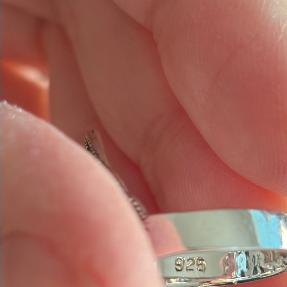 Vintage Sterling Silver Blue Topaz and Marcasite Ring #601 - Picture 6 of 7